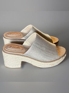 NEW Lifestride Paradise Platform Espadrille Wedge Sandal Gold/Beige  8.5M